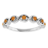Round Citrine Stackable Ring in Platinum
