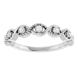 Round White Sapphire Stackable Ring in White Gold