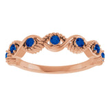 Round Lab-Grown Blue Sapphire Stackable Ring in Rose Gold