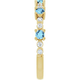 Round Aquamarine & Diamond Stackable Ring in Yellow Gold