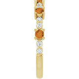 Round Citrine Stackable Ring with Diamond Accents in Yellow Gold