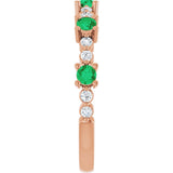 Round Lab-Grown Emerald & Diamond Stackable Ring in Rose Gold