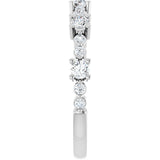 Round White Sapphire & Diamond Stackable Ring in White Gold