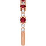 Round Lab-Grown Ruby & Diamond Stackable Ring in Rose Gold