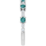 Round Alexandrite & Diamond Stackable Ring in White Gold