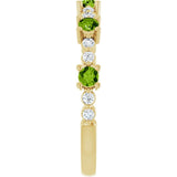 Round Peridot Stackable Ring with Diamond Accents in Yellow Gold
