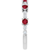 Round Ruby Stackable Ring with Diamond Accents in White Gold