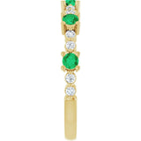 Round Lab-Grown Emerald & Diamond Stackable Ring in Yellow Gold