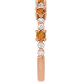 Round Citrine Stackable Ring with Diamond Accents in Rose Gold
