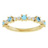 Round Aquamarine & Diamond Stackable Ring in Yellow Gold