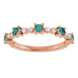 Round Alexandrite Stackable Ring with Diamond Accents in Rose Gold