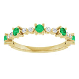 Round Emerald Stackable Ring with Diamond Accents in Yellow Gold