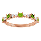 Round Peridot Stackable Ring with Diamond Accents in Rose Gold