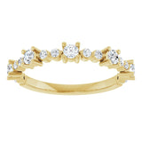 Round White Sapphire & Diamond Stackable Ring in Yellow Gold