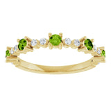 Round Peridot Stackable Ring with Diamond Accents in Yellow Gold