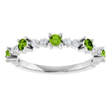 Round Peridot Stackable Ring with Diamond Accents in Platinum