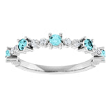 Round Blue Zircon Stackable Ring with Diamond Accents in Platinum
