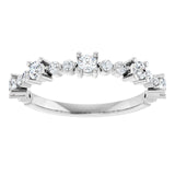 Round White Sapphire Stackable Ring with Diamond Accents in Platinum