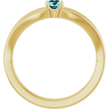 Oval Blue Zircon Youth Ring in Yellow Gold