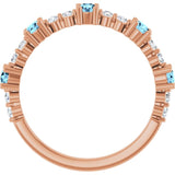 Round Aquamarine Stackable Ring with Diamond Accents in Rose Gold