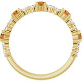 Round Citrine Stackable Ring with Diamond Accents in Yellow Gold