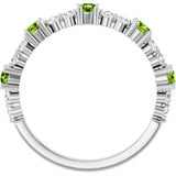 Round Peridot Stackable Ring with Diamond Accents in Platinum
