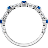 Round Lab-Grown Blue Sapphire & Diamond Stackable Ring in Platinum