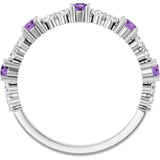 Round Amethyst Stackable Ring with Diamond Accents in White Gold