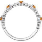 Round Citrine Stackable Ring with Diamond Accents in White Gold