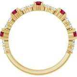 Round Lab-Grown Ruby & Diamond Stackable Ring in Yellow Gold