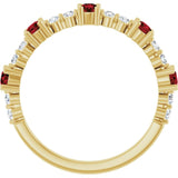 Round Mozambique Garnet & Diamond Stackable Ring in Yellow Gold