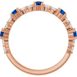 Round Lab-Grown Blue Sapphire & Diamond Ring in Rose Gold