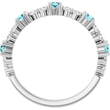 Round Blue Zircon & Diamond Stackable Ring in White Gold