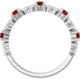 Round Mozambique Garnet & Diamond Stackable Ring in Platinum