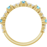 Round Aquamarine & Diamond Stackable Ring in Yellow Gold