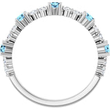 Round Aquamarine Stackable Ring with Diamond Accents in White Gold