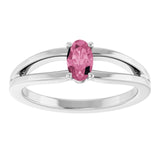 Oval Pink Tourmaline Youth Ring in Platinum