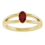 Oval Mozambique Garnet Youth Ring in Yellow Gold