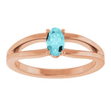 Oval Blue Zircon Youth Ring in Rose Gold