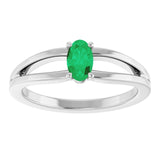 Oval Emerald Youth Ring in White Gold