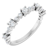 Round White Sapphire Stackable Ring with Diamond Accents in Platinum