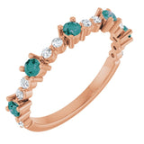 Round Lab-Grown Alexandrite & Diamond Stackable Ring in Rose Gold