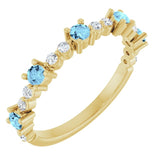 Round Aquamarine & Diamond Stackable Ring in Yellow Gold