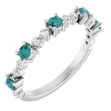 Round Alexandrite Stackable Ring with Diamond Accents in Platinum