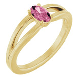 Oval Pink Tourmaline Youth Ring in Yellow Gold
