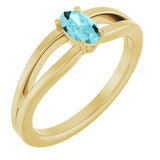 Oval Blue Zircon Youth Ring in Yellow Gold