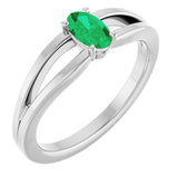 Oval Lab-Grown Emerald Youth Ring in White Gold