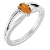 Oval Citrine Youth Ring in White Gold