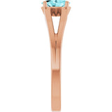 Oval Blue Zircon Youth Ring in Rose Gold