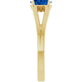 Oval Lab-Grown Blue Sapphire Youth Ring in Yellow Gold